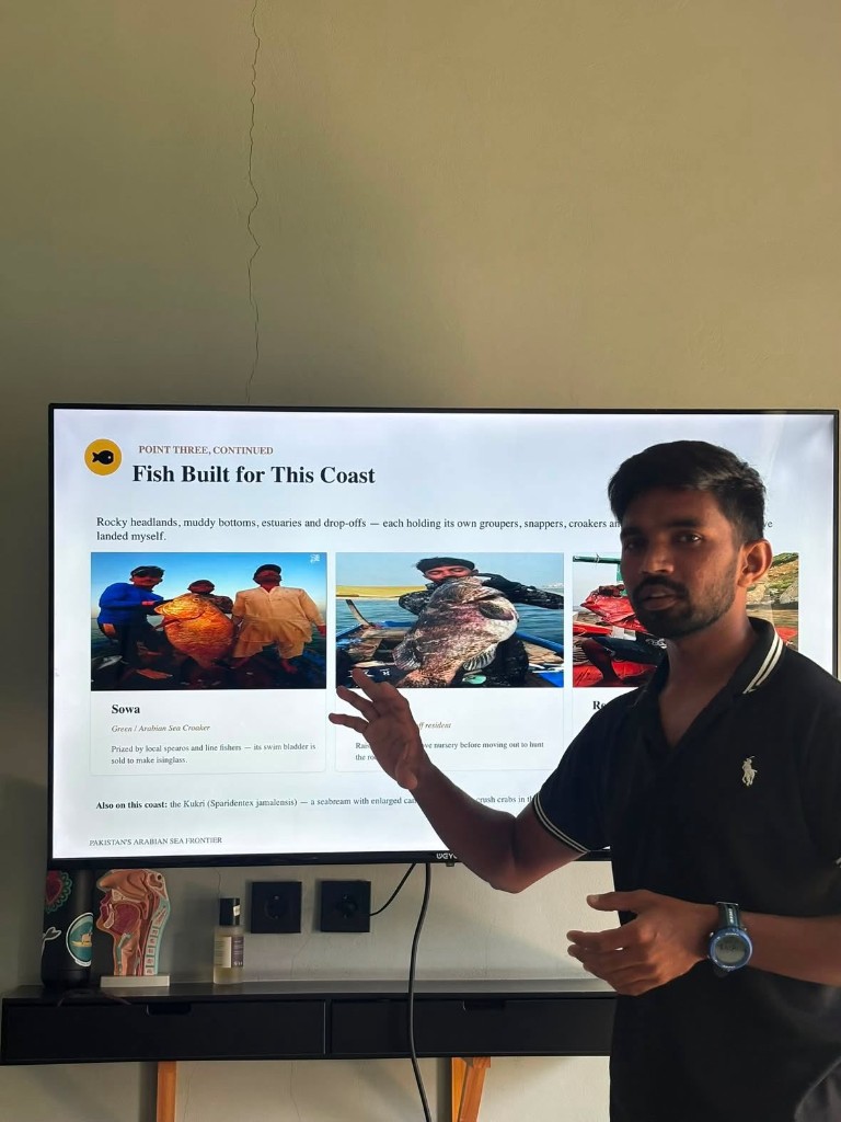 Waqar Khan teaching a session on fish of this coast